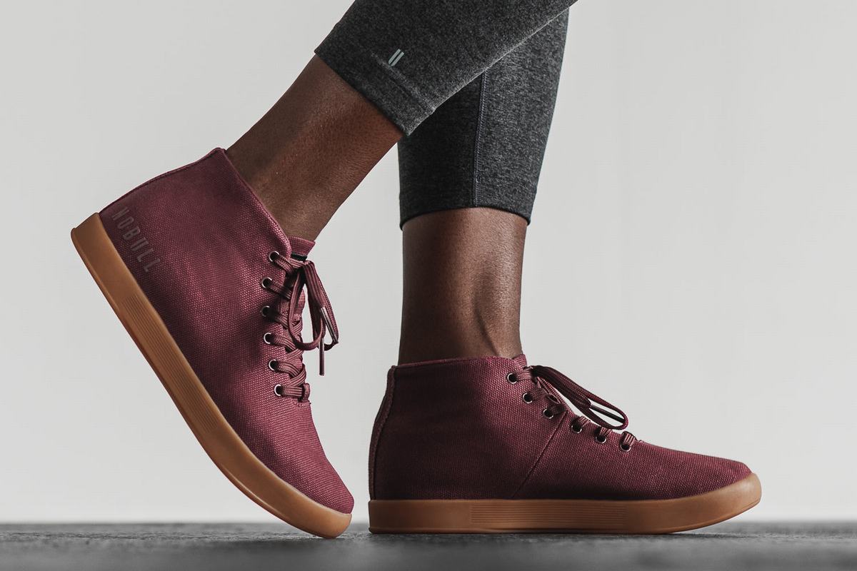 Nobull Canvas Mid Women's Trainers Dark Red | Australia (KA2830)